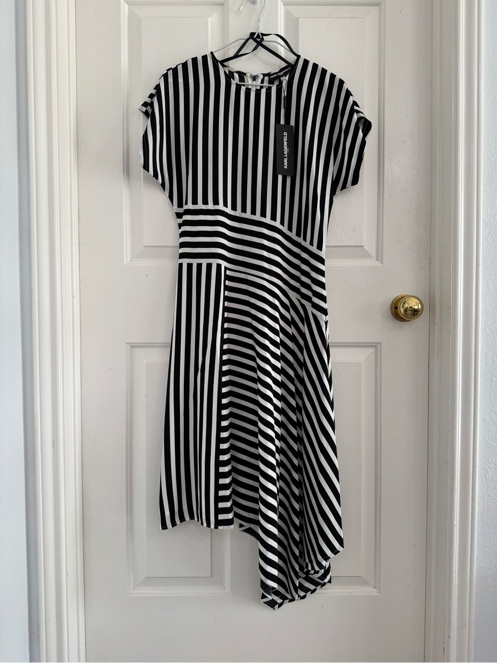 Black & White Striped Asymmetric Dress